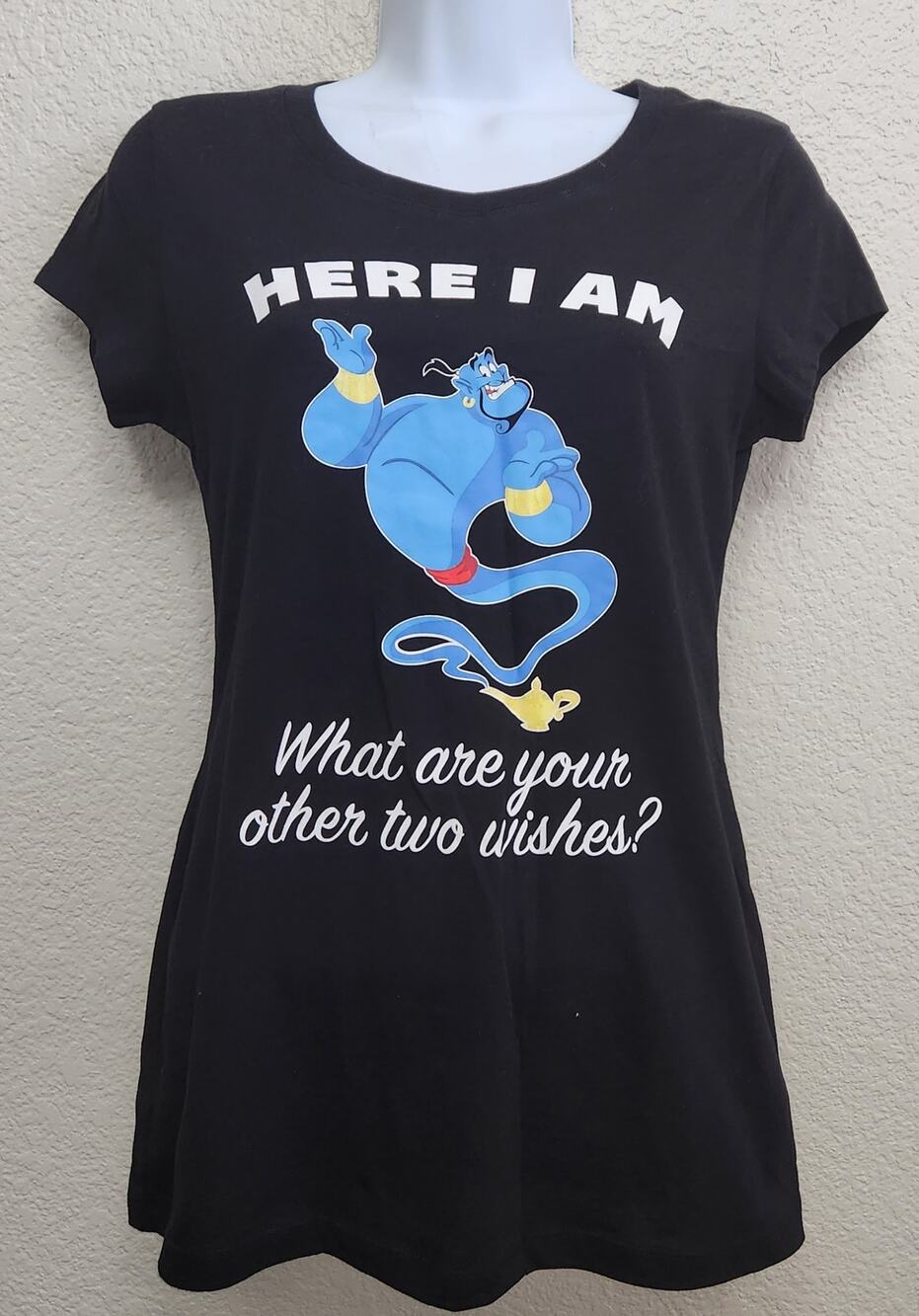 Disney Black Genie Here I Am What Are Your Other Two Wishes? Graphic Shirt 7 9
